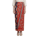 Premium Cotton Batik Fine Fall Wrap Sarong – Crimson Navy Floral