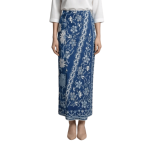 Premium Cotton Batik Fine Fall Wrap Sarong – Indigo White Classic Floral