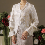 Lace Trim Batik Kebaya Top - Cream