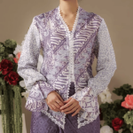 Lace Trim Batik Kebaya Top - Purple