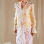 Lace Trim Batik Kebaya Top - Yellow