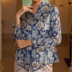 Batik Kebaya Top - Navy Blue