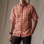 Men Basketweave Batik Short Sleeve Shirt